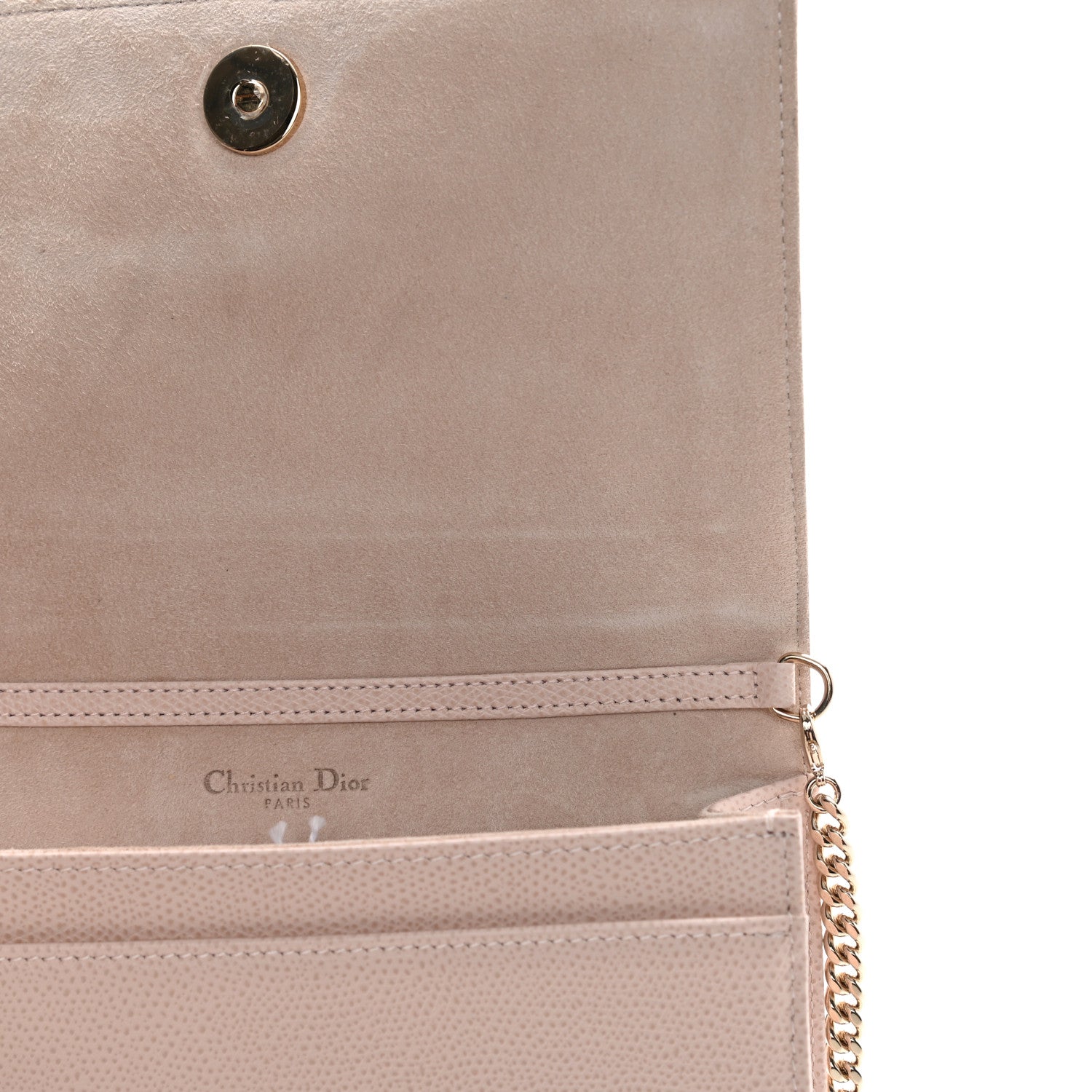 Christian Dior Grained Calfskin Diorama Wallet on Chain Pouch Nude 12 of 12