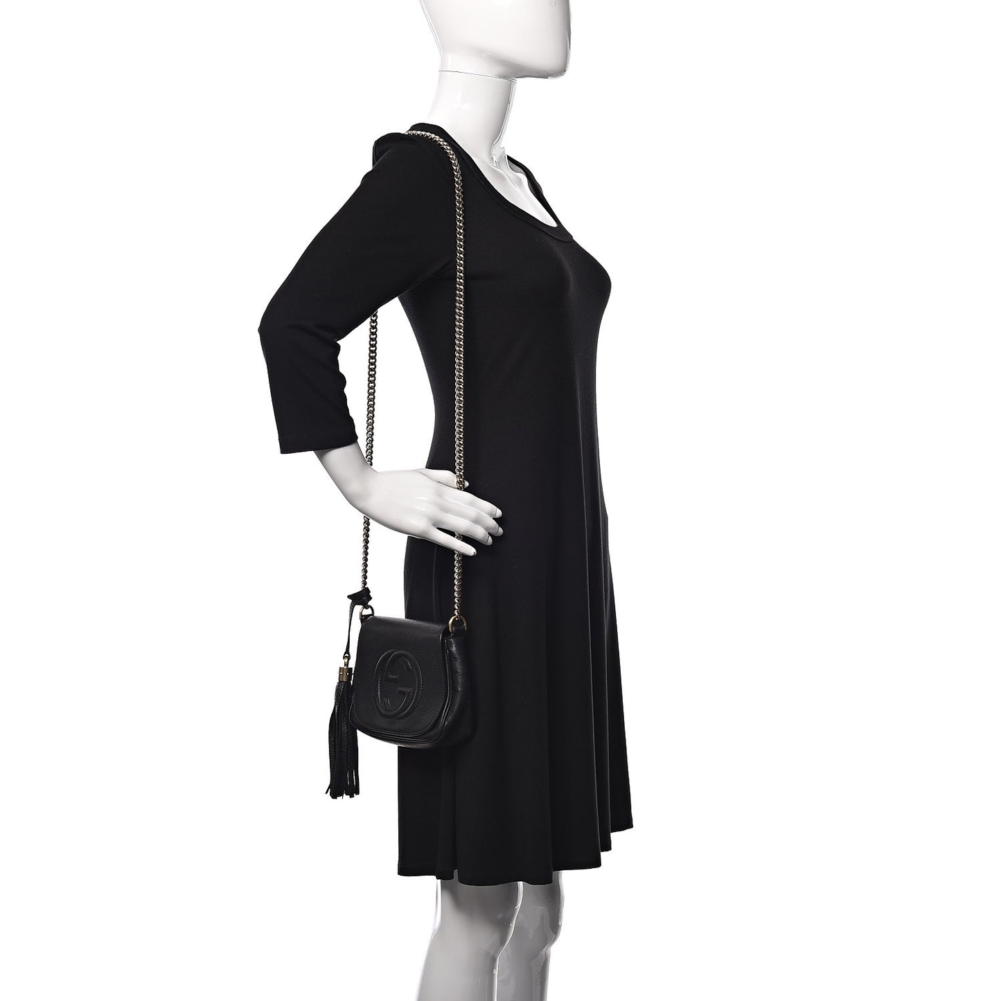 Pebbled Calfskin Small Soho Flap Crossbody Black