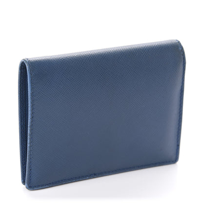 Prada Saffiano Metal Compact Snap Bi-Fold Wallet Cobalto 3 of 9