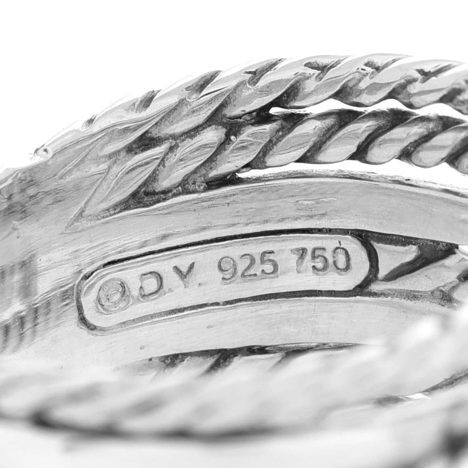 David Yurman Sterling Silver 18K Yellow Gold Double X Crossover Ring 56 7.5 4 of 4