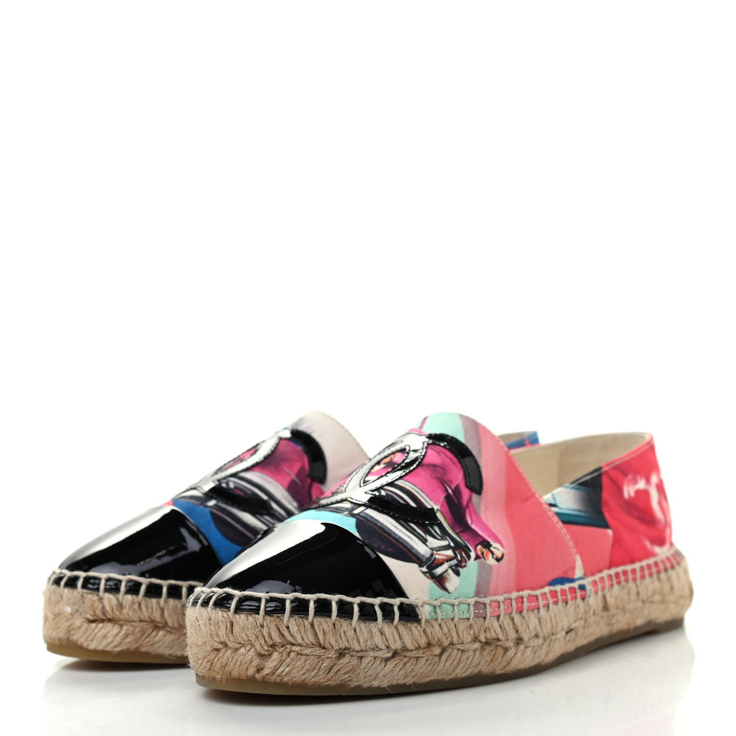 Fabric Patent CC Espadrilles 36 Multicolor Black