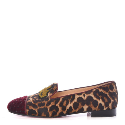 Christian Louboutin Leopard Print Cap Toe I Love My Loubies Loafers 37 Rouge Imperial 1 of 9