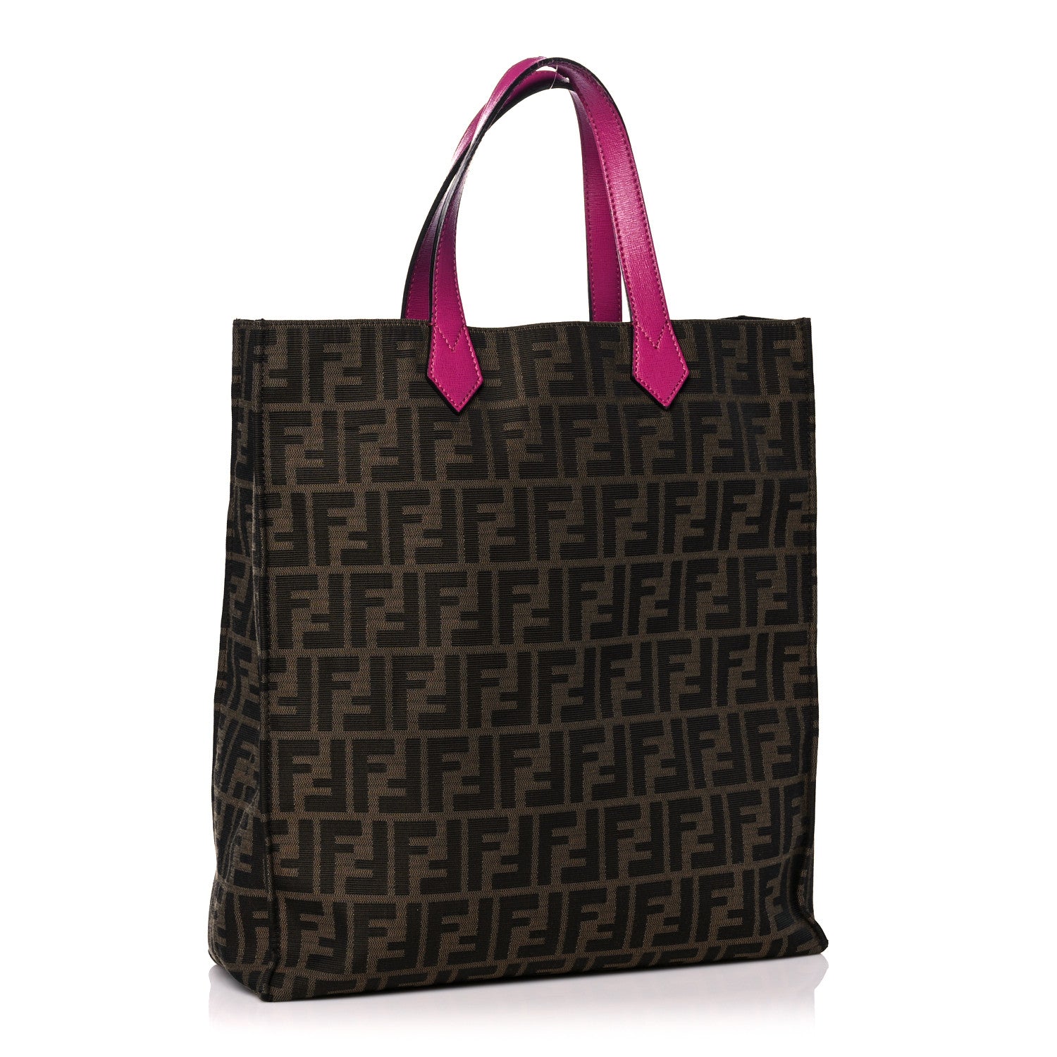 Fendi Zucca Vitello Elite Special Shopping Tote Tobacco Fuxia 3 of 16
