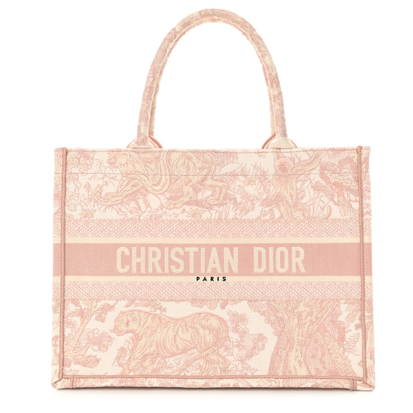 Canvas Embroidered Medium Dioriviera Toile De Jouy Book Tote Rose