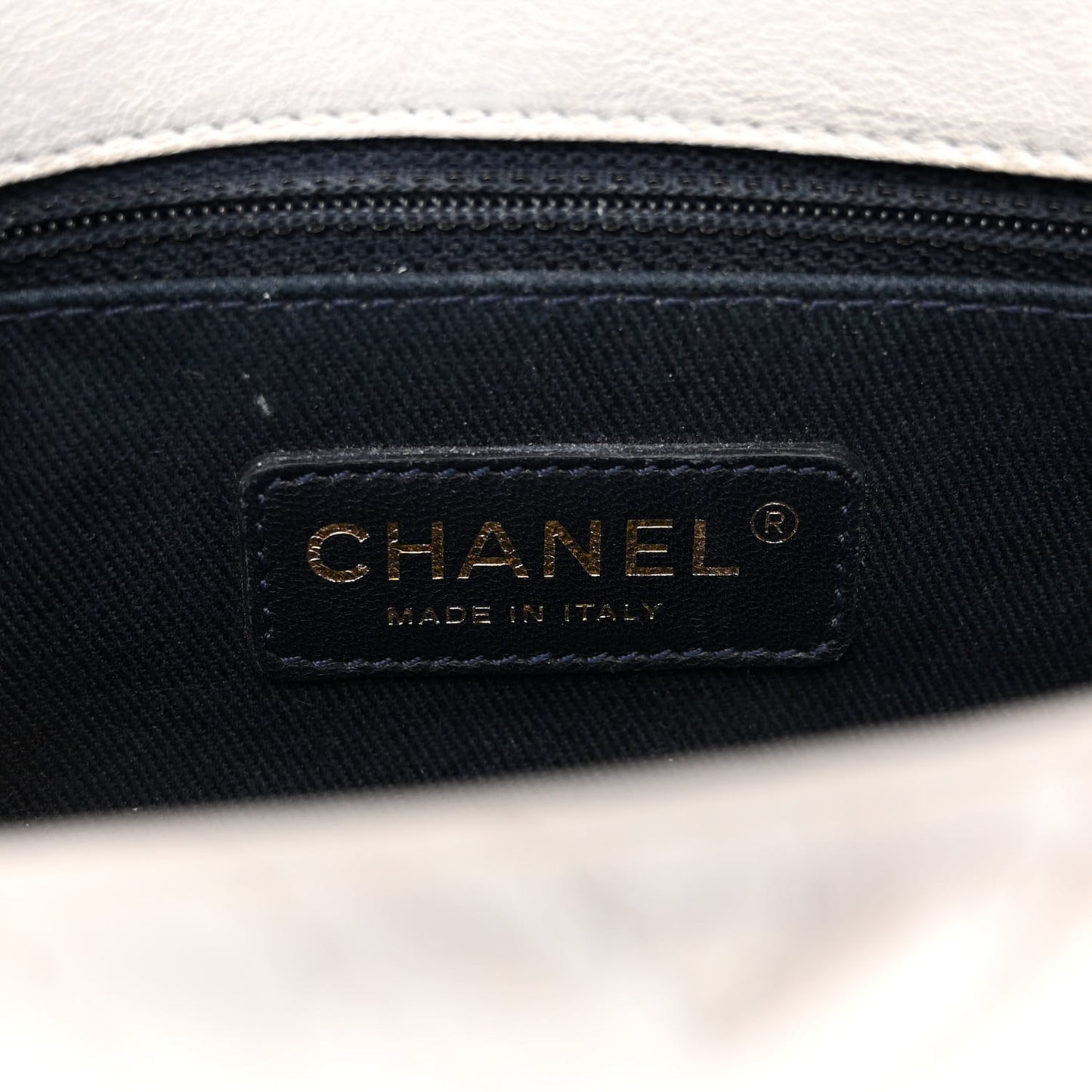 Calfskin Surpique Chevron Small Flap White