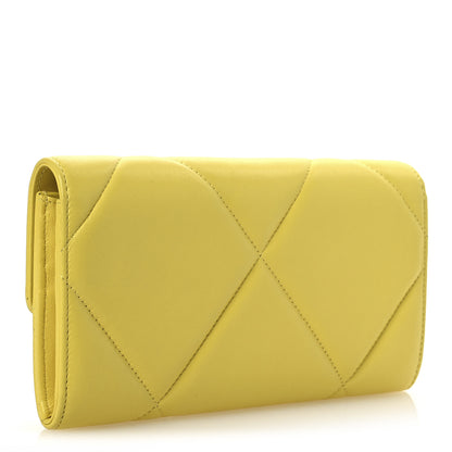 Chanel Lambskin Quilted Chanel 19 Flap Wallet Yellow 3 of 11