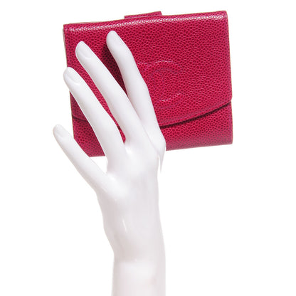Chanel Caviar Compact Timeless CC Wallet Dark Pink 2 of 9