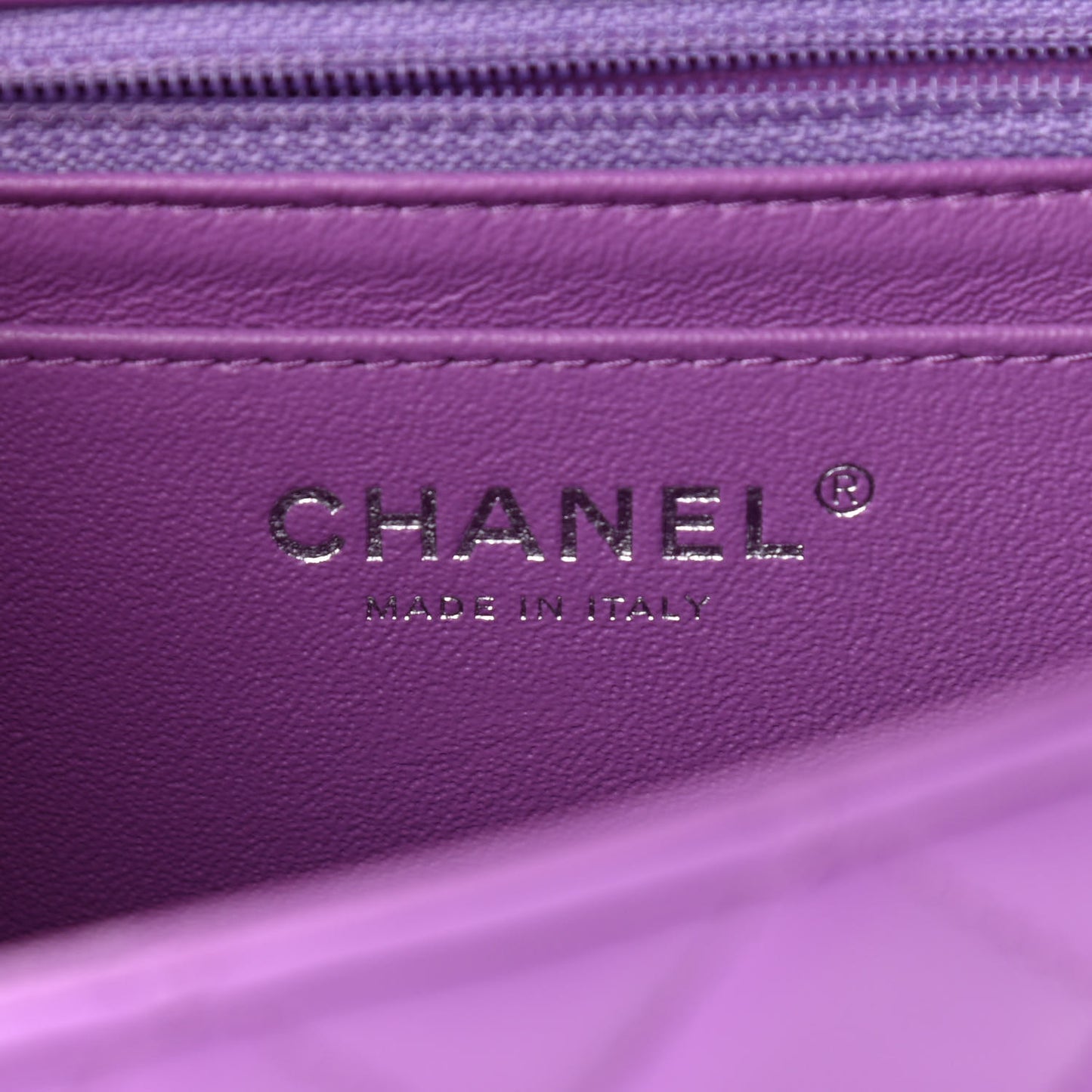Lambskin Quilted Mini Rectangular Flap Purple