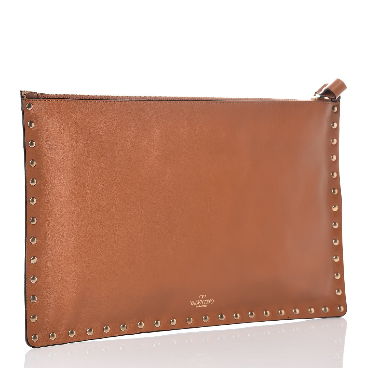 Nappa Canvas Camouflage Large Rockstud Zip Pouch Beige