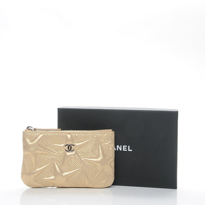Chanel Metallic Lambskin Star Embossed Coin Purse Case Gold 8 of 8