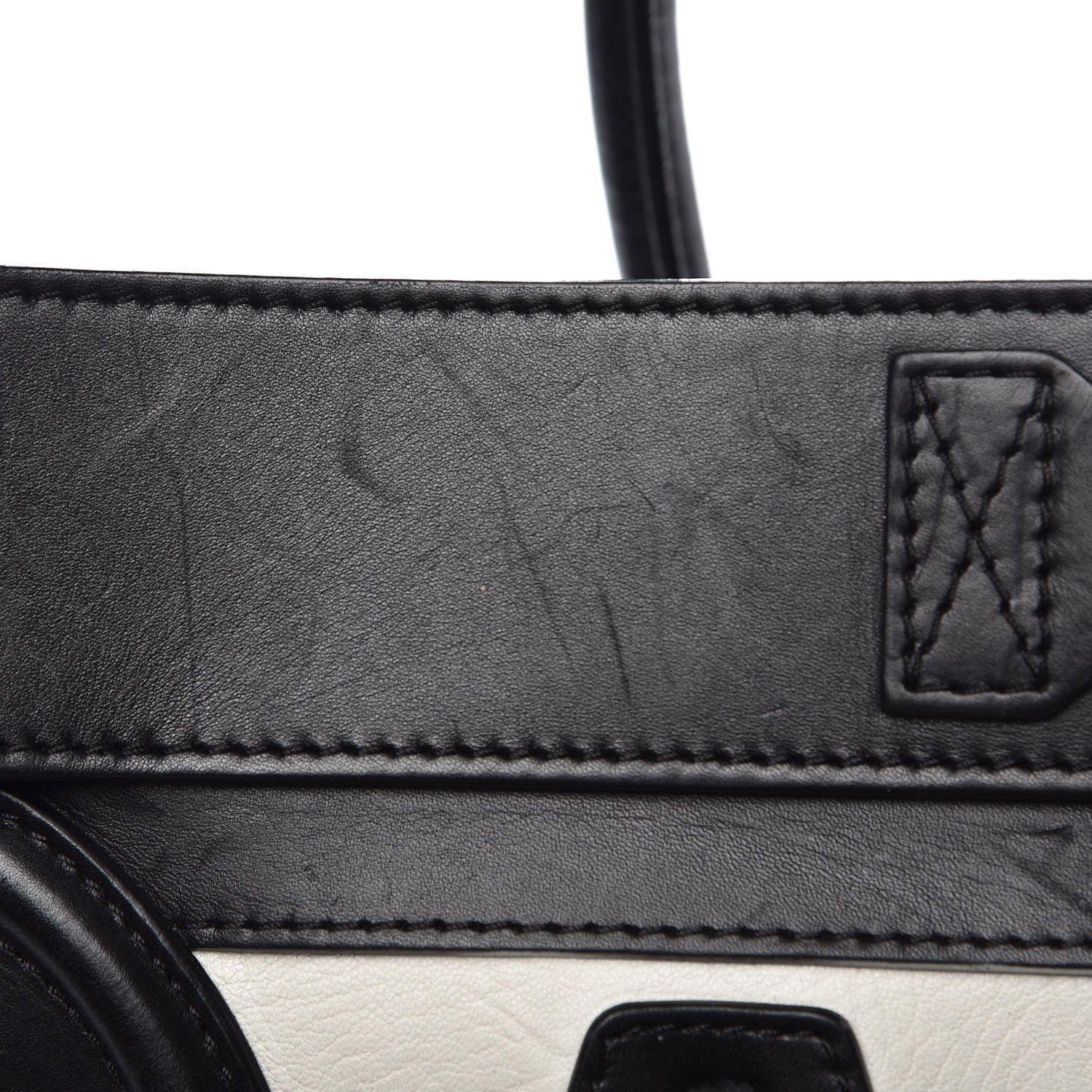 Celine Elephant Calfskin Mini Bi-Color Luggage Black White 17 of 17