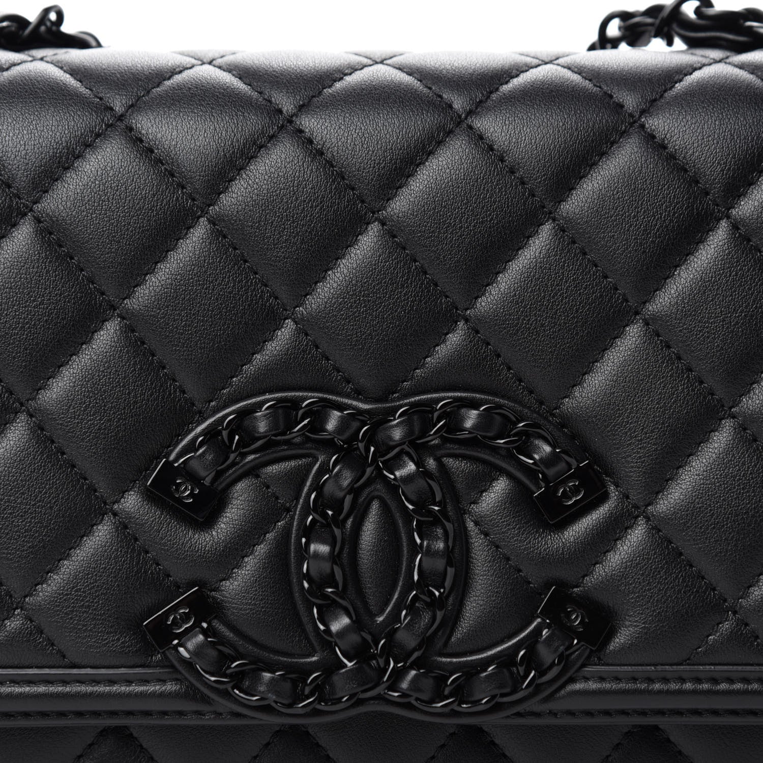 Chanel Calfskin Quilted Medium CC Filigree Flap Black 10 of 11