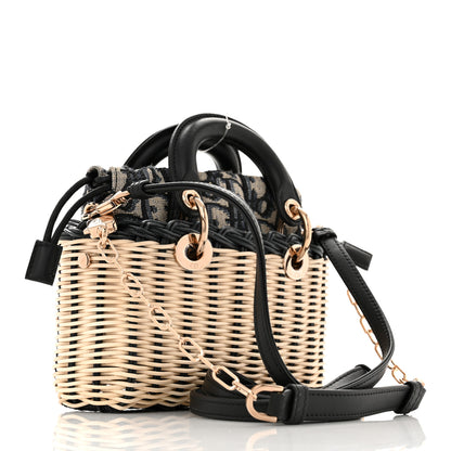 Christian Dior Wicker Oblique Micro Lady D-Joy Bag Natural Black 3 of 10
