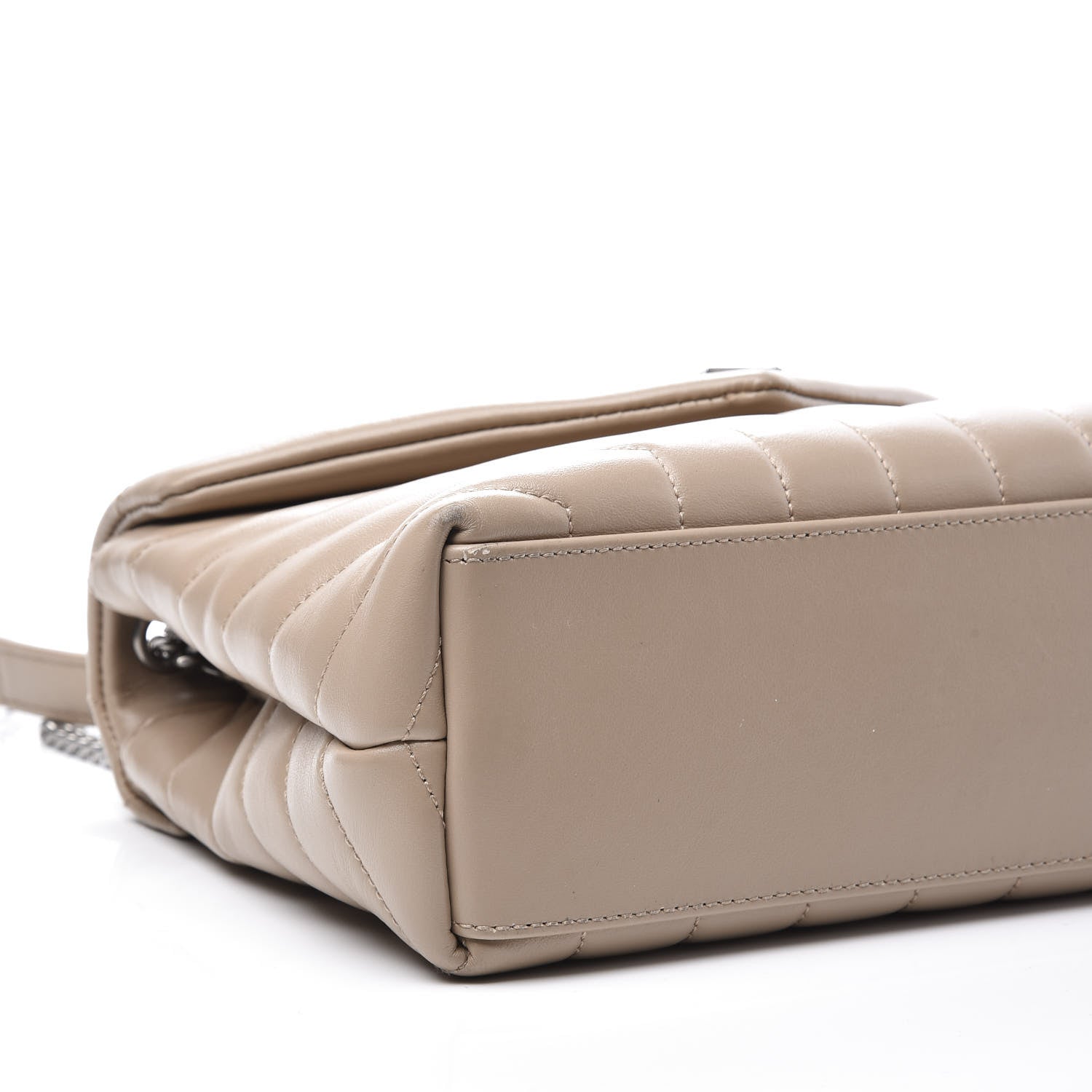 Saint Laurent Calfskin Y Quilted Monogram Small Loulou Chain Satchel Dark Beige 8 of 14
