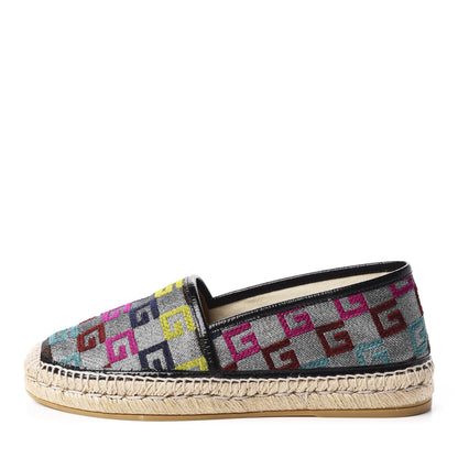 Gucci Velvet Lurex Square G Espadrilles 38.5 Silver Multicolor 1 of 10