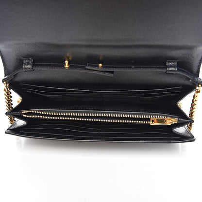 Saint Laurent Grain De Poudre Monogram Chain Wallet Black 5 of 12