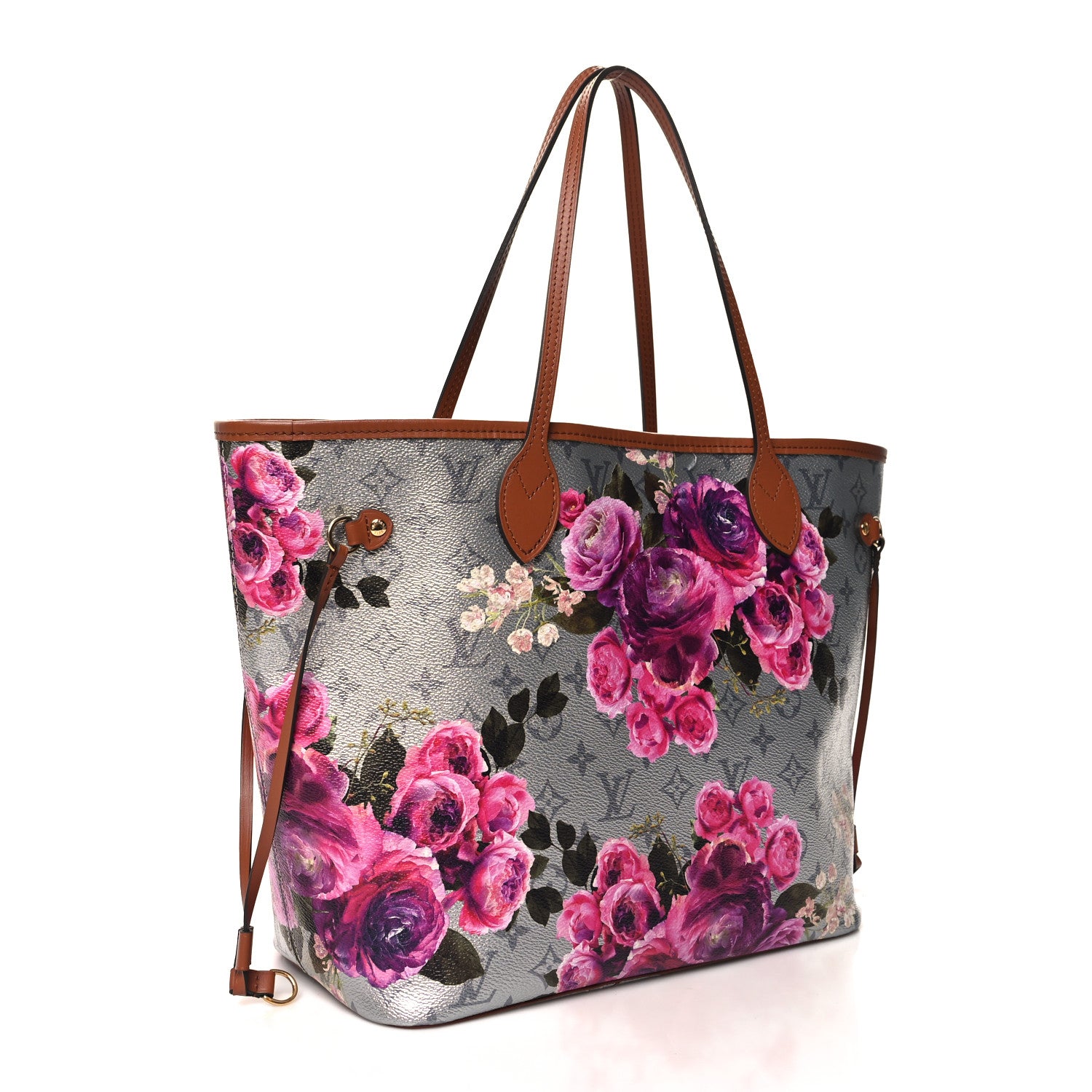 Louis Vuitton Metallic Monogram LV Garden Neverfull MM Silver 4 of 10