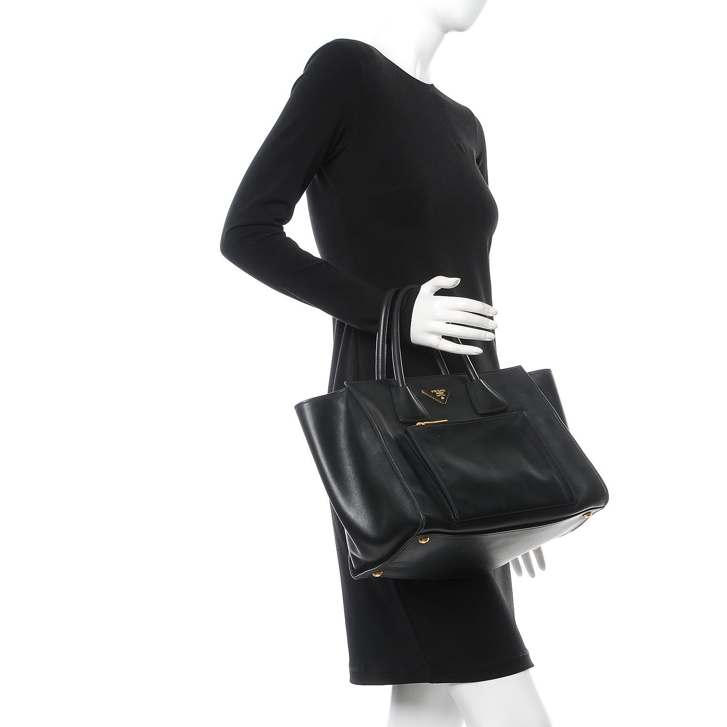Prada Soft Calf Shopping Tote Black 3 of 8