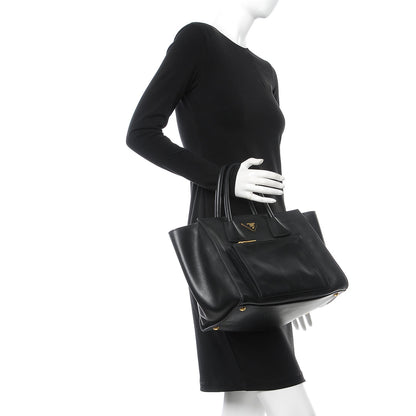 Prada Soft Calf Shopping Tote Black 3 of 8