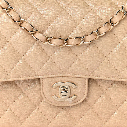 Chanel Iridescent Caviar Quilted Medium Double Flap Beige 4 of 7