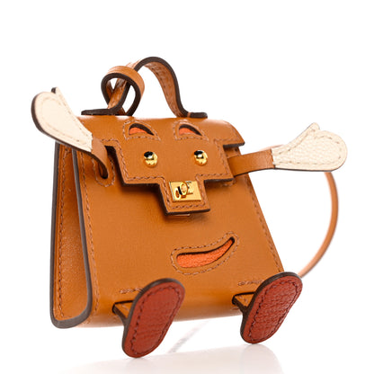 Hermes Tadelakt Chevre Mysore Kelly Quelle Idole Bag Charm Gold 6 of 7