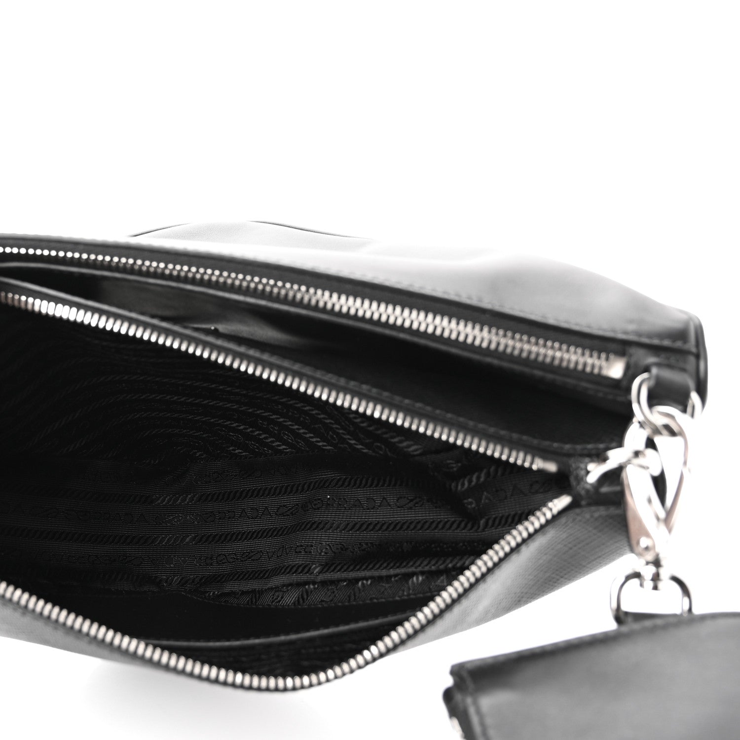 Prada Vitello Saffiano Cuir Double Triangle Shoulder Bag Black 6 of 10