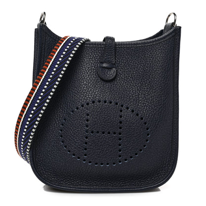 Hermes Taurillon Clemence Amazone Sangle Cavale Evelyne TPM Bleu Nuit Bleu Encre Cuivre 1 of 8