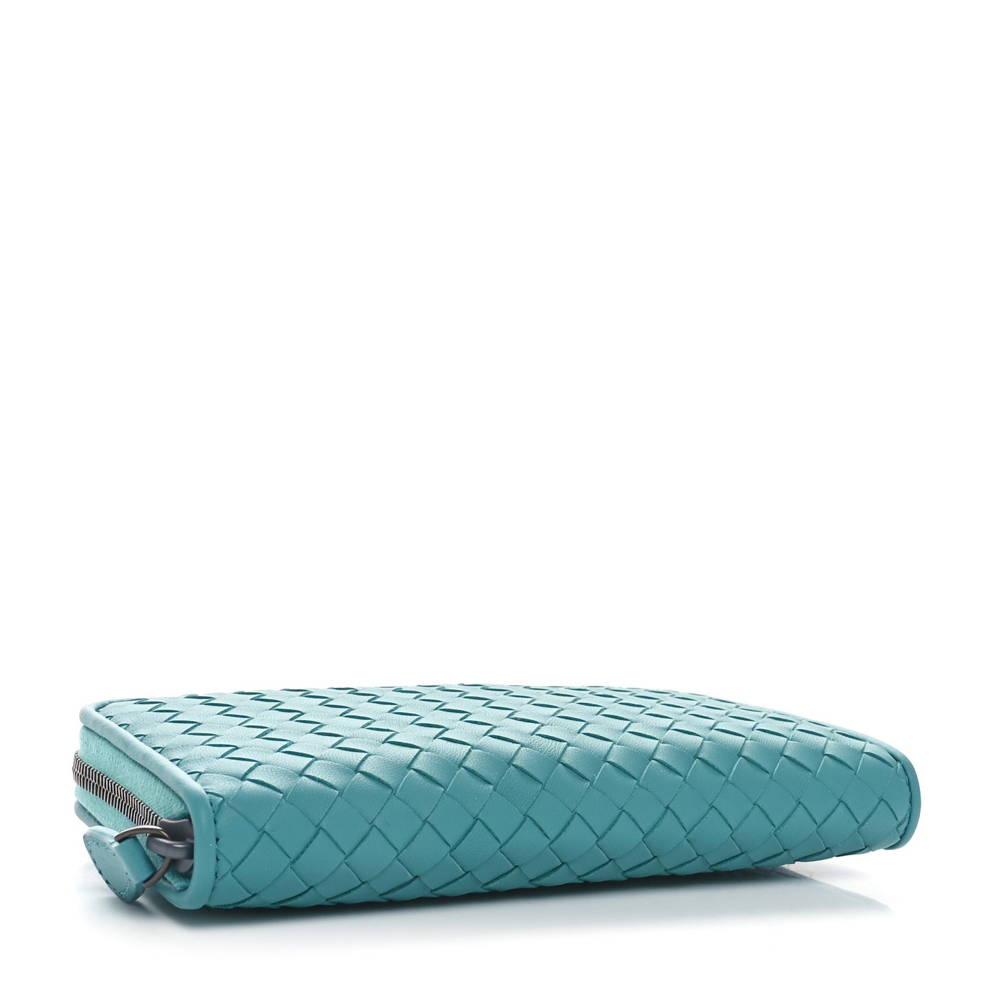 Nappa Intrecciato Zip Around Wallet Aqua