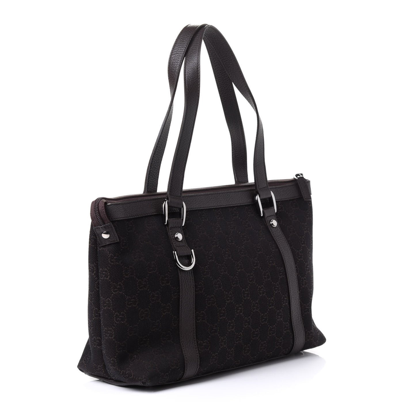 Denim Monogram Medium Abbey Tote Dark Brown