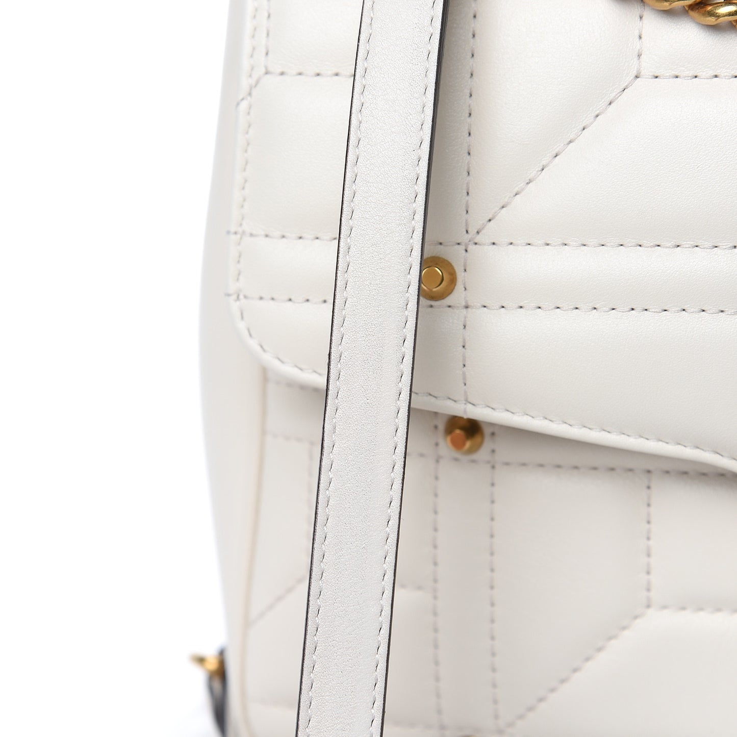 Calfskin Matelasse Studded Medium GG Marmont Shoulder Bag White