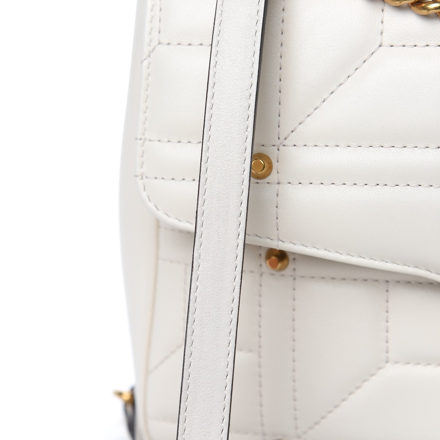 Gucci Calfskin Matelasse Studded Medium GG Marmont Shoulder Bag White 10 of 12