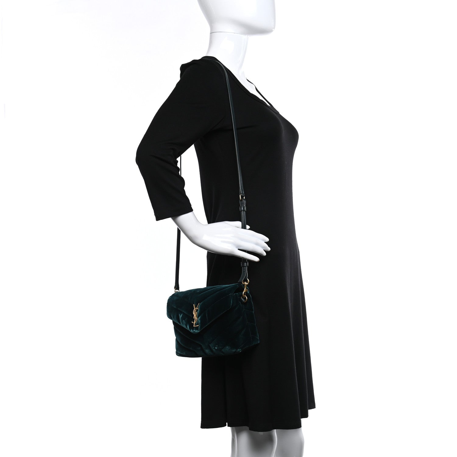 Saint Laurent Velvet Y Quilted Monogram Toy Loulou Crossbody Bag Dark Ottanio 2 of 15
