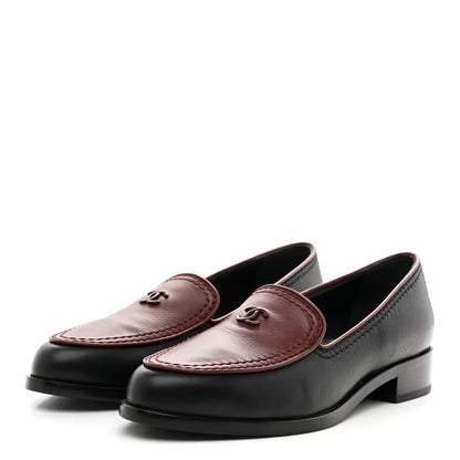 Chanel Calfskin CC Mocassin Loafers 36 Brown Black 4 of 10