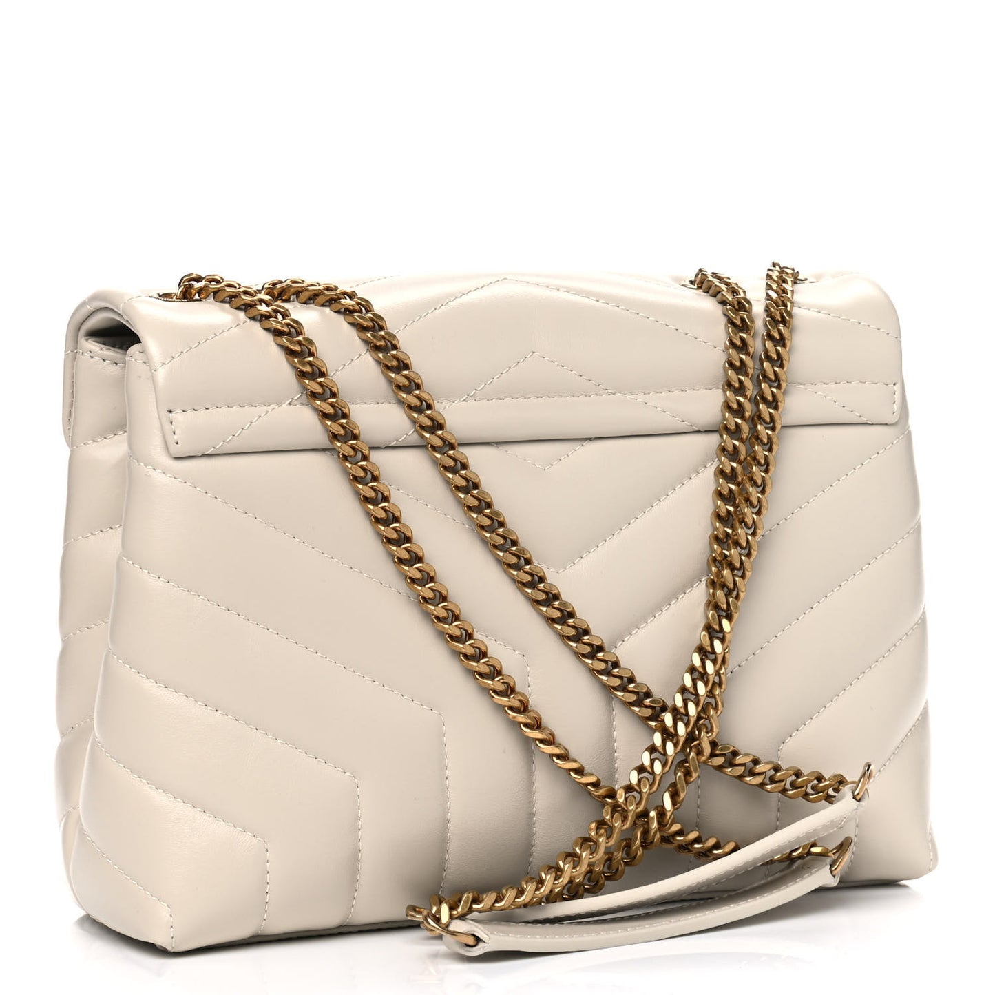 Calfskin Y Quilted Monogram Small Loulou Chain Satchel Ivory