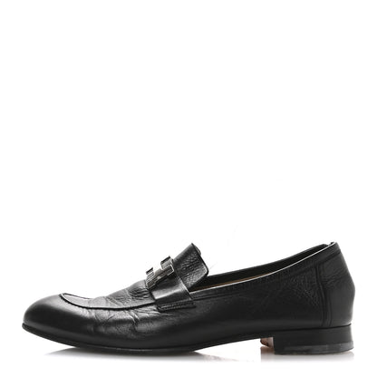 Hermes Goatskin Men's Paris Loafers 42 Black 1 of 9