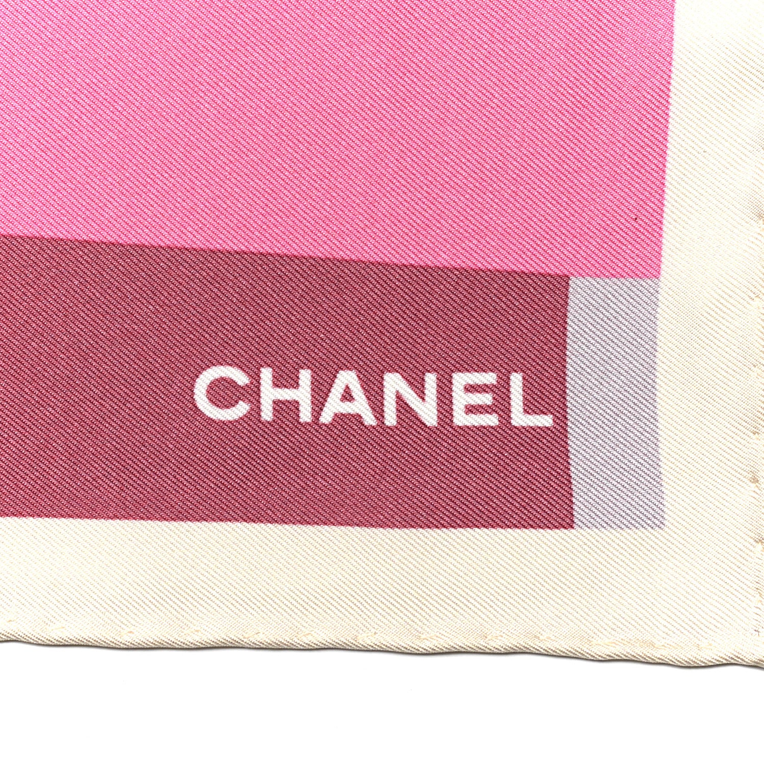Chanel Silk CC Square Scarf Pink Purple Beige 2 of 5