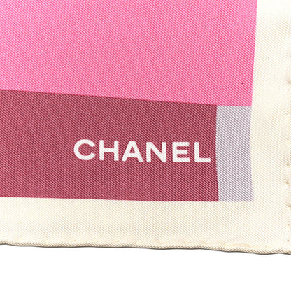 Chanel Silk CC Square Scarf Pink Purple Beige 2 of 5