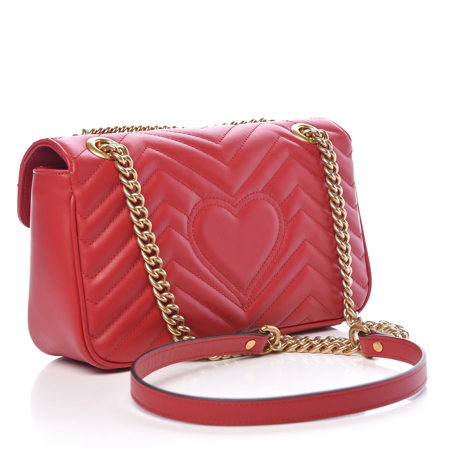 Calfskin Matelasse Small GG Marmont Shoulder Bag Hibiscus Red