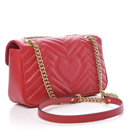 Gucci Calfskin Matelasse Small GG Marmont Shoulder Bag Hibiscus Red 3 of 10