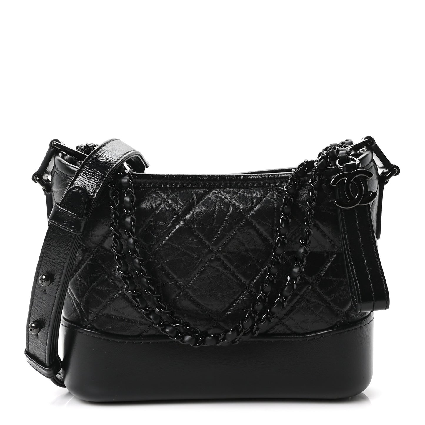 Aged Calfskin Quilted Small Gabrielle Hobo So Black
