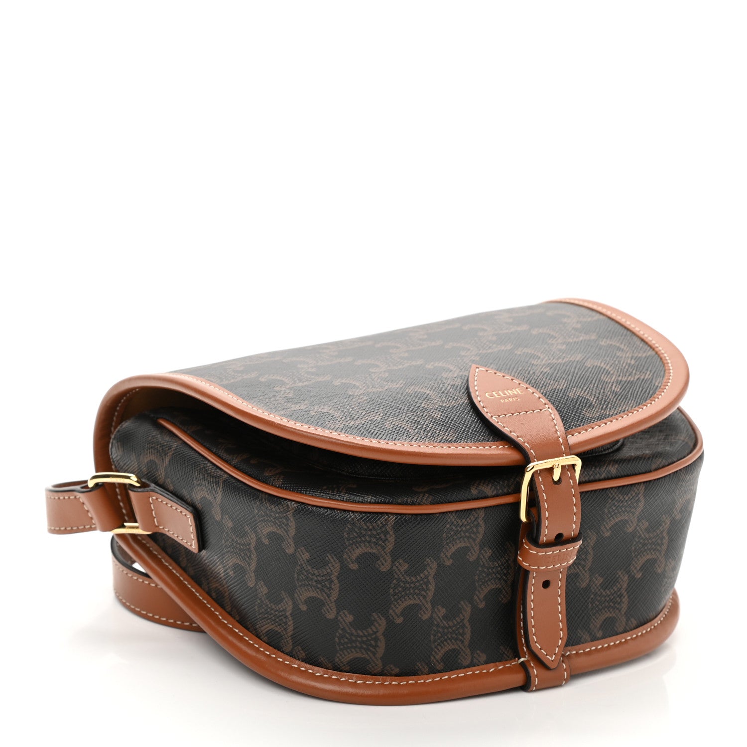 Celine Triomphe Canvas Medium Folco Bag Tan 4 of 8