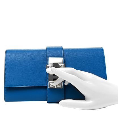 Hermes Chevre Mysore Medor 23 Clutch Bleu Hydra 2 of 8