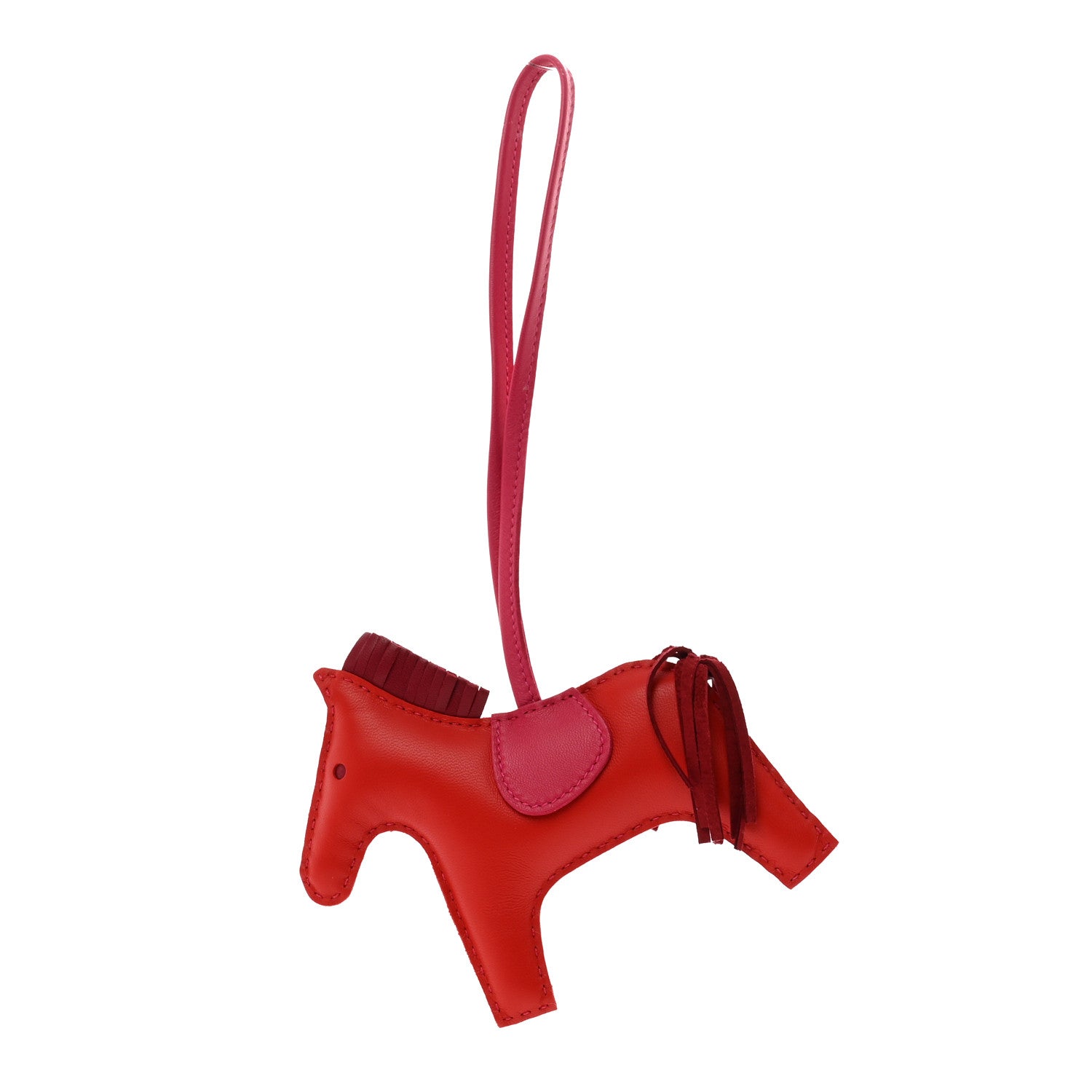 Hermes Milo Lambskin Grigri Rodeo Horse Bag Charm MM Rouge Indien Rubis Rose Mexico 1 of 4