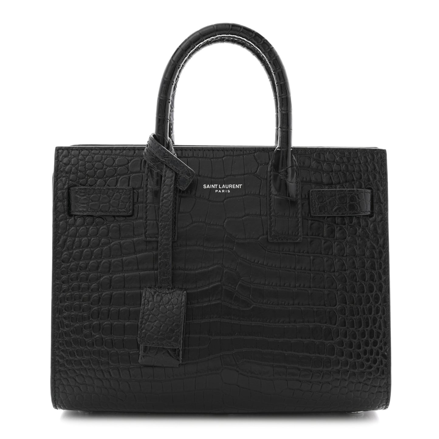 Calfskin Crocodile Embossed Nano Sac De Jour Black