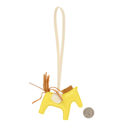 Hermes Milo Lambskin Grigri Rodeo Horse Bag Charm PM Lime Sesame Craie 2 of 5