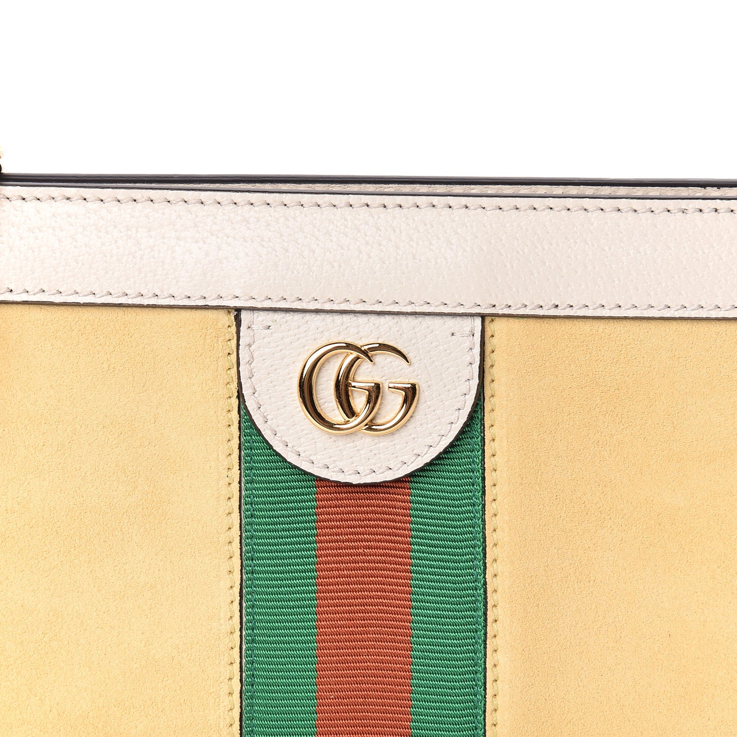 Suede Calfskin GG Web Small Ophidia Chain Shoulder Bag Burro New Mystic White
