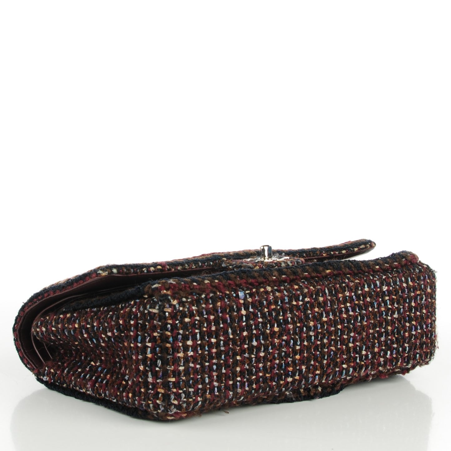 Tweed Quilted Medium Double Flap Burgundy