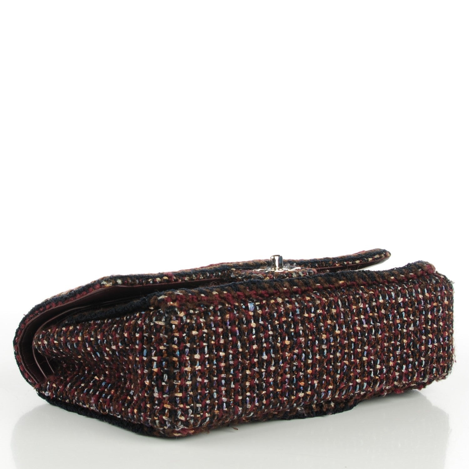 Chanel Tweed Quilted Medium Double Flap Burgundy 4 of 8