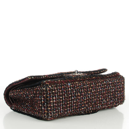 Chanel Tweed Quilted Medium Double Flap Burgundy 4 of 8