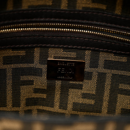 Fendi Fabric Jacquard FF 1974 Medium Baguette Tobacco Moro Black 6 of 11